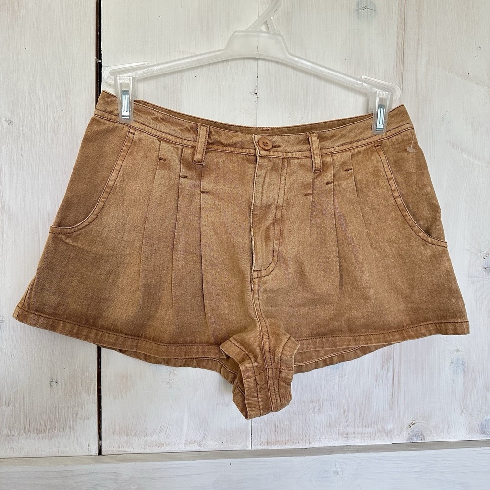 Free People Micro Denim Chino Short Brown Tan Size 4 New 1‎ Inch Inseam Western